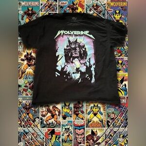 Wolverine Black Tee with Pastel Aqua & Lavender Graphic